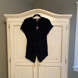 olivia m black short sleeved/criss cross sweater NWT